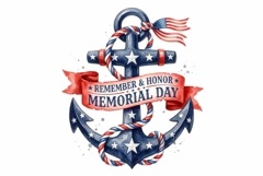 Watercolor patriotic anchor Memorial Day Clipart Product Image 1