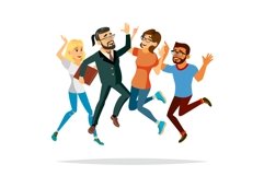 Business People Jumping Vector. Celebrating Victory Concept. Product Image 1