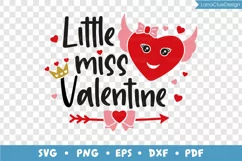 Little Miss Valentine, Girl Valentine, Valentines Day SVG Product Image 3