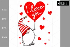 Valentines day cutfile, Valentine gnome I love you svg heart Product Image 1