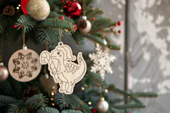 Christmas Dino Candy Cane Ornament Laser Coloring Glowforge Product Image 4
