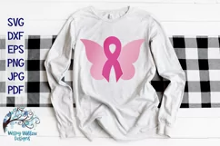 Breast Cancer Ribbon Butterfly SVG | Survivor Shirt Product Image 2
