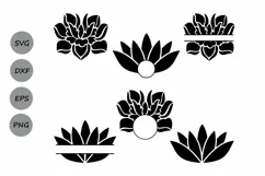 Lotus SVG cut files, Lotus Monogram svg, Lotus Flower svg. Product Image 2