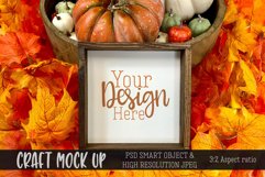 Fall square wood sign MOCK UP | PSD & JPEG Product Image 1