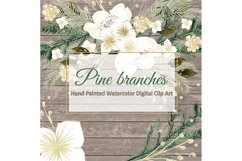 Watercolor mint hand painted pine branches cliparts Product Image 2