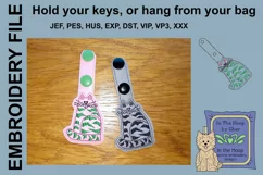 ITH Striped Cat Vinyl Key Fob or Bag Tag - Snap Product Image 2