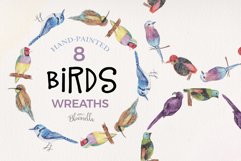 Birds Wreaths Watercolor 8 Florals Hand-Painted Garlands Product Image 1