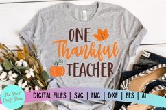 Teacher SVG, Teacher Fall Quote, One Thankful Teacher SVG Product Image 3