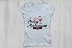 Happy Alcoholidays Svg, Christmas Svg, Wine Svg, Holidays. Product Image 2