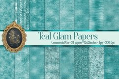 34 Teal Glam Digital Papers Sequin Glitter Luxury Background Product Image 1