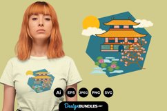 Pagoda Illustrations for T-Shirt Design Product Image 1