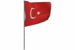 Turkey flag on pole. Waving banner isolated. National flag Product Image 1