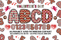 Valentine Alphabet Clip Art, valentines day letters doodle Product Image 1