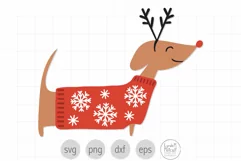 Christmas Dog svg, Winter Dachshund SVG Product Image 1
