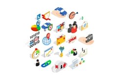 Antispam icons set, isometric style Product Image 1