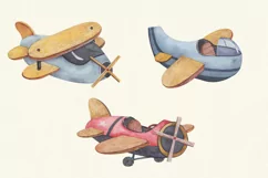 Baby transport watercolor , airplane, submarine, train Product Image 5