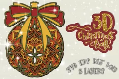 3D Christmas ball svg Papercut svg Mandala 3d Winter cozy Product Image 1