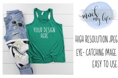 Mockup Bella Canvas Tank / Flat Lay / Green Tank Product Image 1
