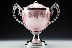Elegant pink trophy cup with silver detailing Product Image 1