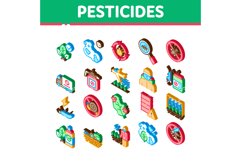 Pesticides Chemical Isometric Icons Set Vector Product Image 1