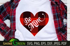 Valentines SVG Be Mine Buffalo Plaid Heart PNG Sublimation Product Image 2