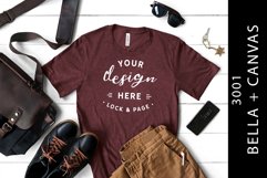 Men's Heather Maroon Bella Canvas 3001 Mockup T-Shirt Product Image 1
