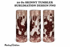 Cowhide Glitter 20oz Skinny Tumbler Sublimation Design PNG Product Image 2