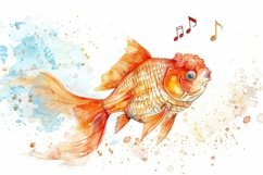 Colorful Goldfish Watercolor Background Wallpaper Product Image 1