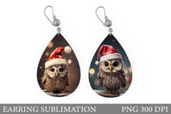 Christmas Owl Teardrop Earring. Owls Teardrop Earring Design Product Image 1