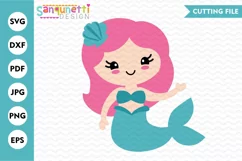 Mermaid girl SVG | Cute mermaid design Product Image 1