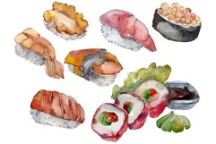 Sushi set Philadelphia watercolor png Product Image 1