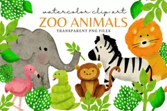 Zoo Animals Watercolor Clipart for Baby Kids Sublimation Product Image 1