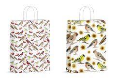 4 watercolor seamless patterns with birds, sublimation Product Image 5