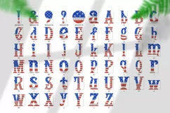 Western Latin glitter alphabet in colours of US flag Product Image 2