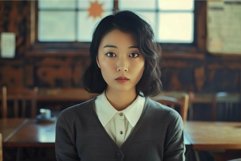 Young woman contemplating in a cozy cafe Product Image 1