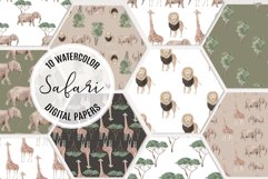 Safari Watercolor Seamless Patterns Giraffe Elephants Lions Product Image 1