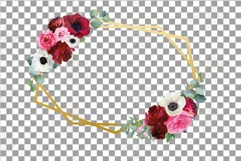 Watercolor pink, white and burgundy floral geometric frame Product Image 3