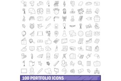 100 portfolio icons set, outline style Product Image 1