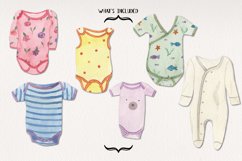 Baby Outfits Clipart Watercolor Elements Baby Grows Girl Boy Product Image 2