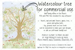 Family Tree clipart, Watercolour clipart, Tree clipart, Product Image 1