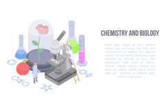 Chemistry and biology concept banner, isometric style Product Image 1
