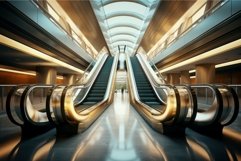 Futuristic escalator in modern interior setting Product Image 1