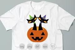 Halloween Black Cats in Pumpkin SVG and Clipart Product Image 3