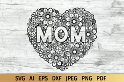 Mom svg | Mothers Day SVG | Floral Heart SVG Product Image 1