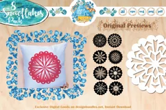 8 Christmas Snowflakes Flowers, Paper Cut Snow Flakes SVG Product Image 1