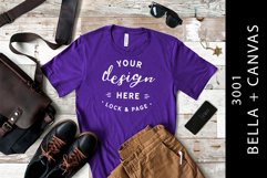 Male Team Purple Bella Canvas 3001 T-Shirt Mockup Product Image 1