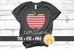 Striped Apple - School Teacher SVG PNG DXF Cut Files Product Image 1