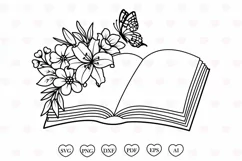 Floral Book Svg, Book With Flower and Butterfly Svg Product Image 1