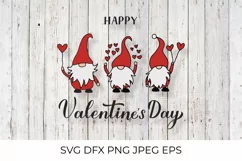 Happy Valentine's Day. Cute Gnomes. Valentines SVG cut file Product Image 1