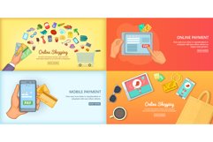 Online shopping banner set concept poster vector Product Image 1